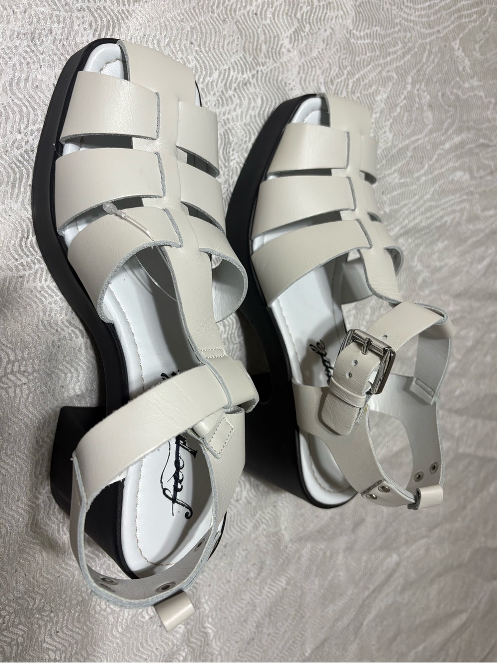 Free People Fishermen Women’s Leather Block Heel Sandals - Size 38 - Picture 13 of 16